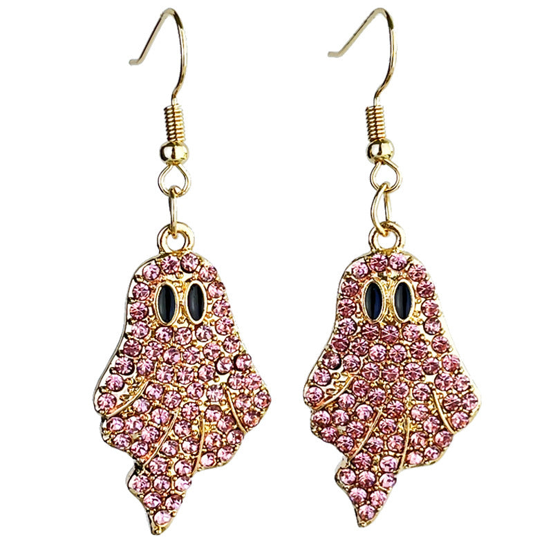 Wholesale 2 Pairs/pack Halloween Pumpkin Ghost Diamond Earrings